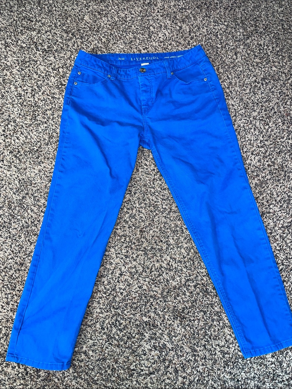 Liverpool Women's Straight Leg Ankle Jeans Bright Blue Size 12 Like New!